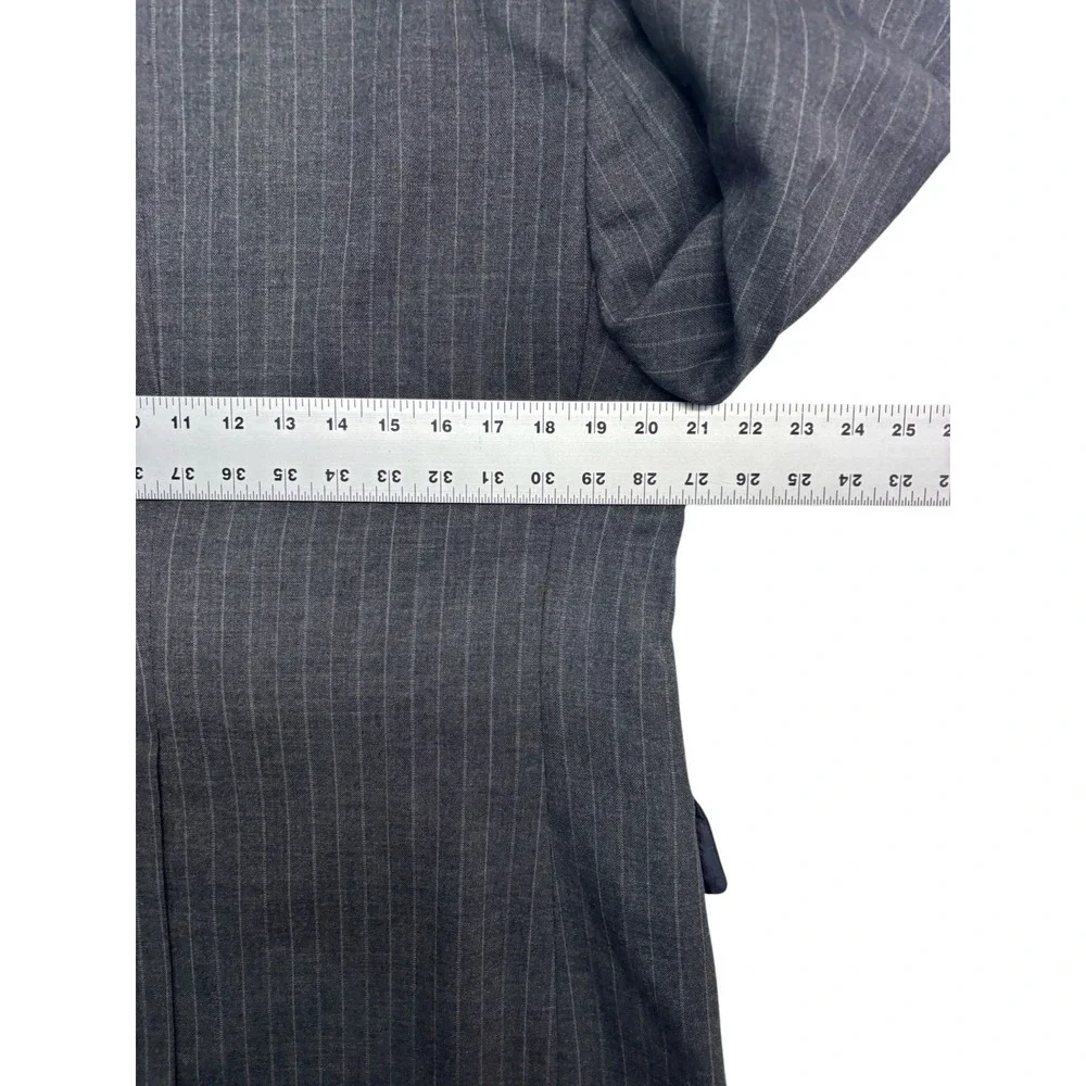 vtg 70s Gray Pinstripe 40S 36x30 USA Made 2pc Pant Suit Wool Retro Classic